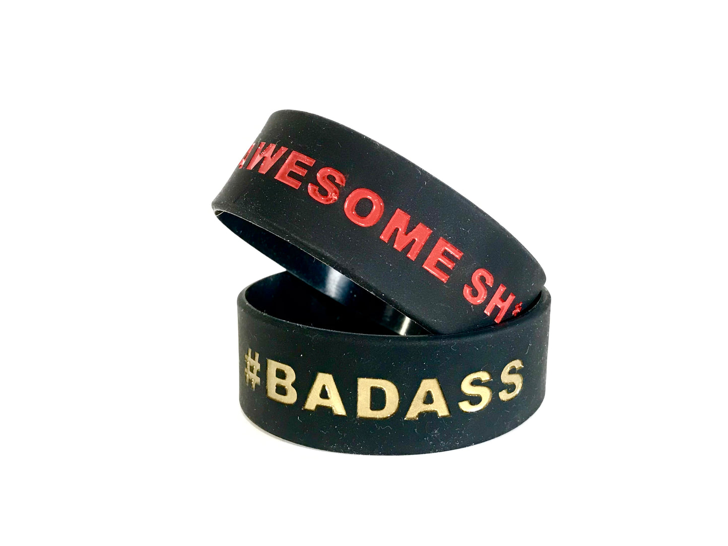 BOORE 2pk Silicone Wrist Bands Wide #BADASS and DO AWESOME SH*T